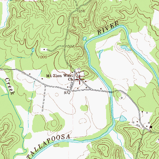 Topographic Map of Mount Zion West Church, GA