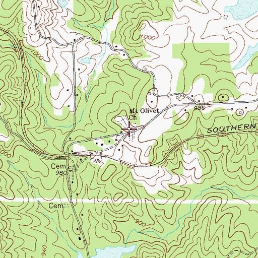 Topographic Map of Mount Olivet Church, GA