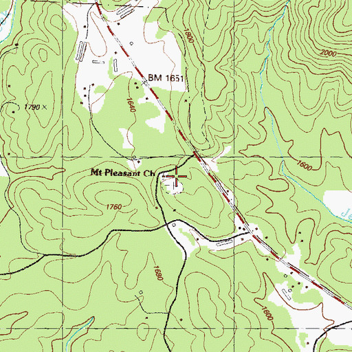 Topographic Map of Mount Pleasant Church, GA