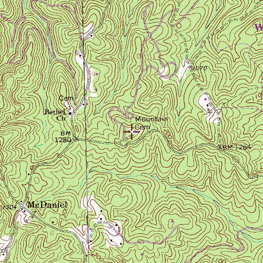 Topographic Map of Mountain Cemetery, GA