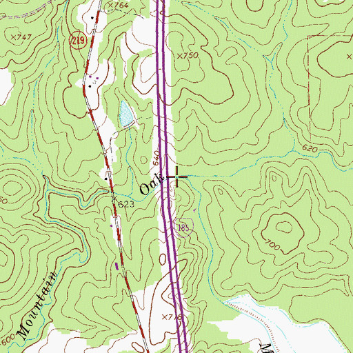 Topographic Map of Mountain Creek, GA