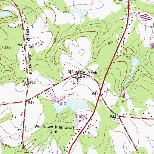 Topographic Map of Mountain Creek Church, GA