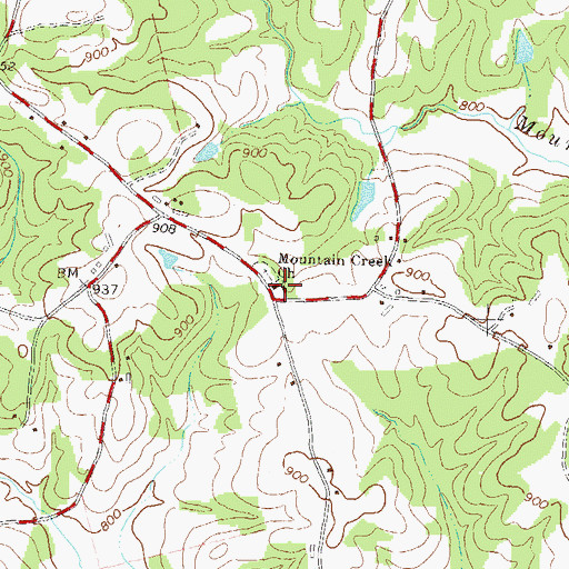 Topographic Map of Mountain Creek Church, GA