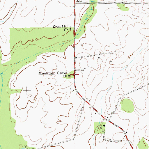 Topographic Map of Mountain Grove Church, GA
