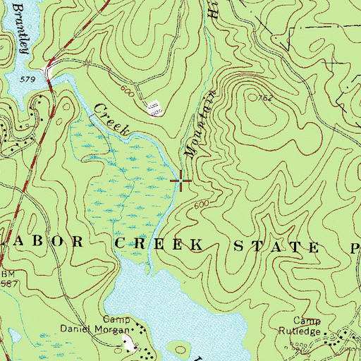 Topographic Map of Mountain Hill Branch, GA