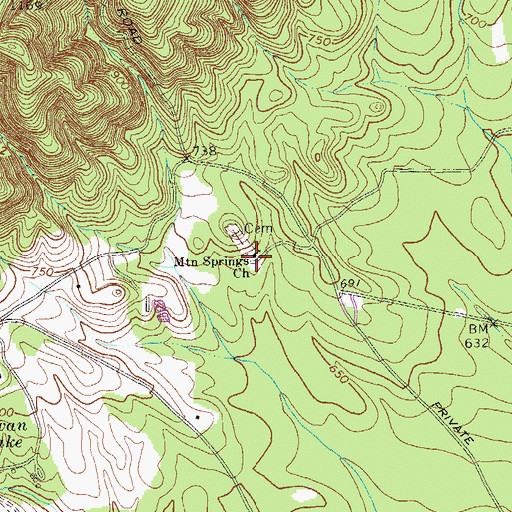 Topographic Map of Mountain Springs Church, GA