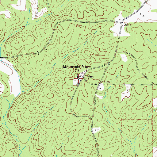 Topographic Map of Mountain View Church, GA
