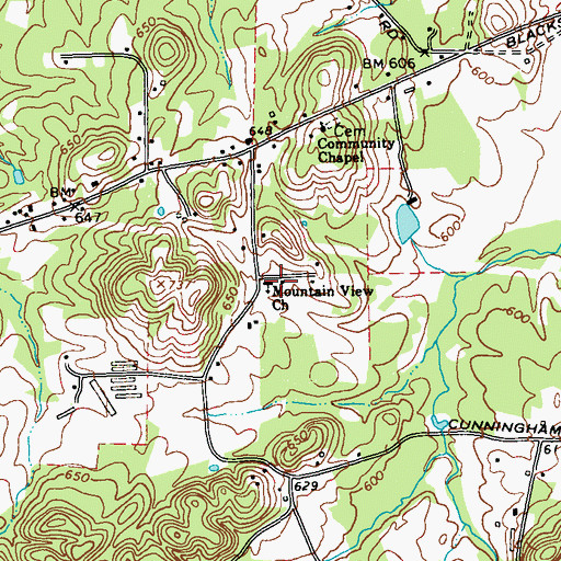 Topographic Map of Mountain View Church, GA