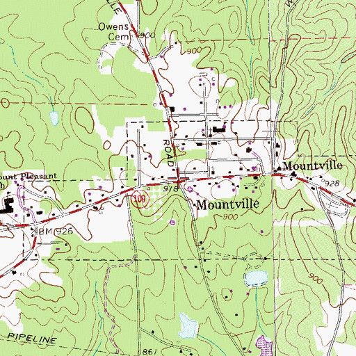 Topographic Map of Mountville, GA
