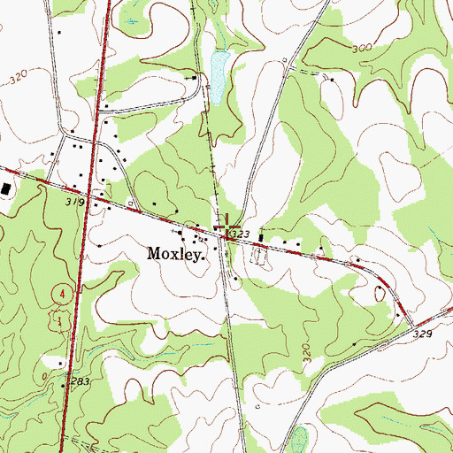 Topographic Map of Moxley, GA