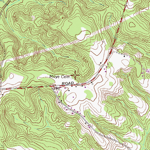 Topographic Map of Moye Cemetery, GA