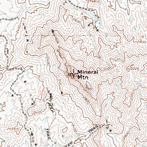 Topographic Map of Mineral Mountain, AZ