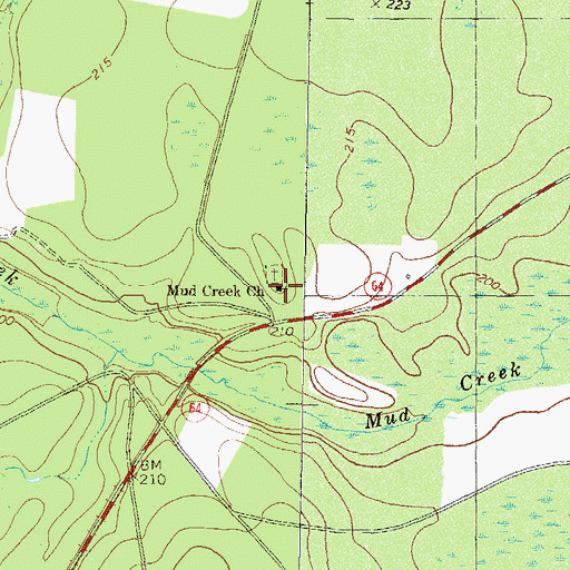 Topographic Map of Mud Creek Church, GA
