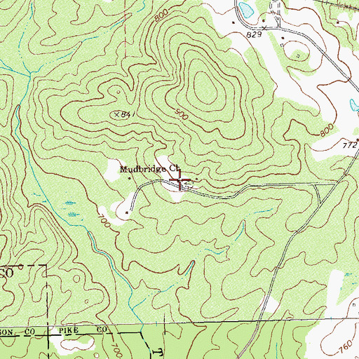 Topographic Map of Mudbridge Church, GA