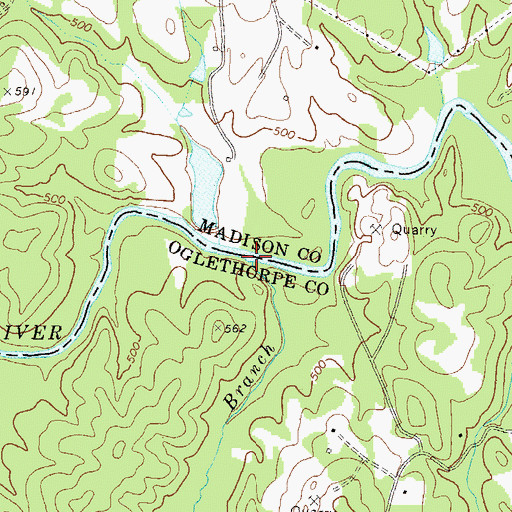 Topographic Map of Mule Branch, GA