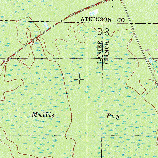 Topographic Map of Mullis Bay, GA