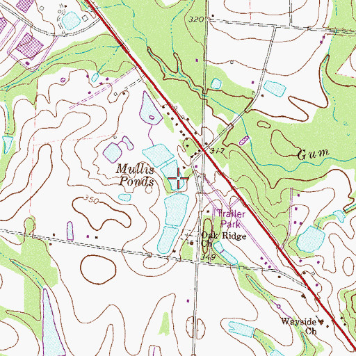 Topographic Map of Mullis Ponds, GA