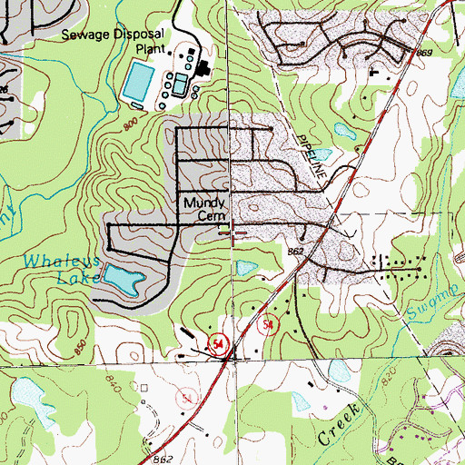 Topographic Map of Mundy Cemetery, GA