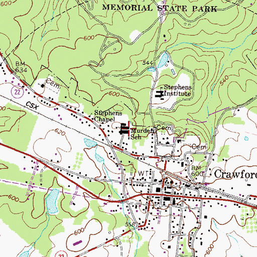 Topographic Map of Murden School, GA