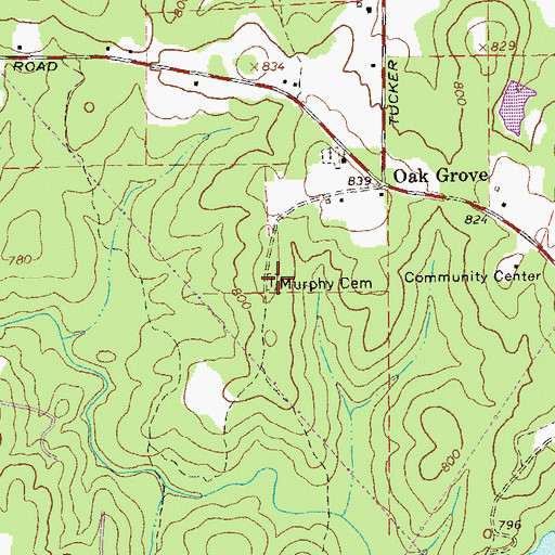 Topographic Map of Murphy Cemetery, GA