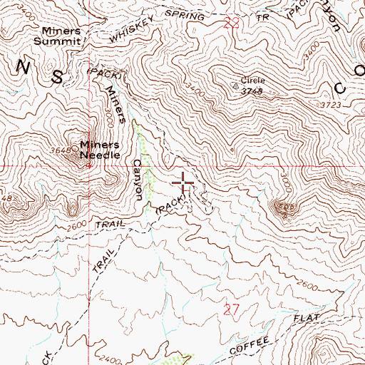 Topographic Map of Miners Trail, AZ
