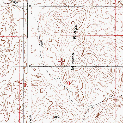 Topographic Map of Mineta Ridge, AZ