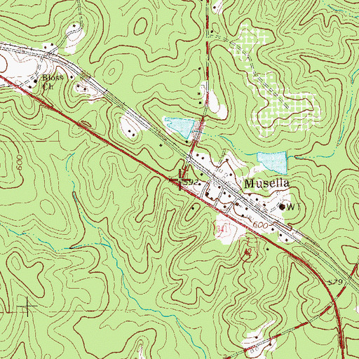 Topographic Map of Musella, GA