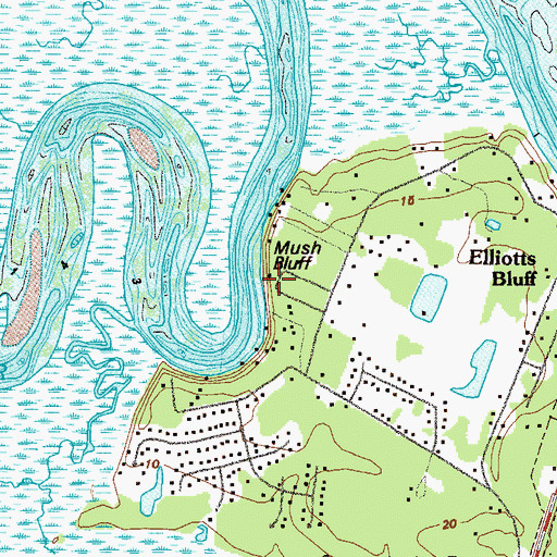 Topographic Map of Mush Bluff, GA
