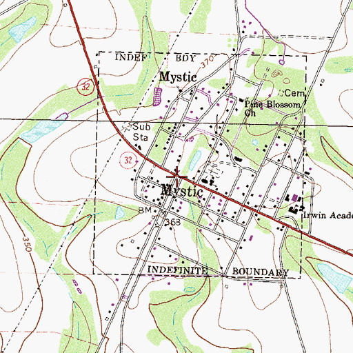 Topographic Map of Mystic, GA