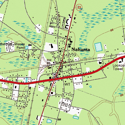 Topographic Map of Nahunta, GA