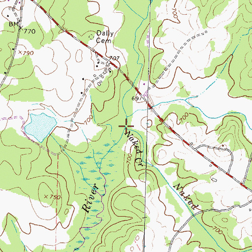 Topographic Map of Naked Creek, GA