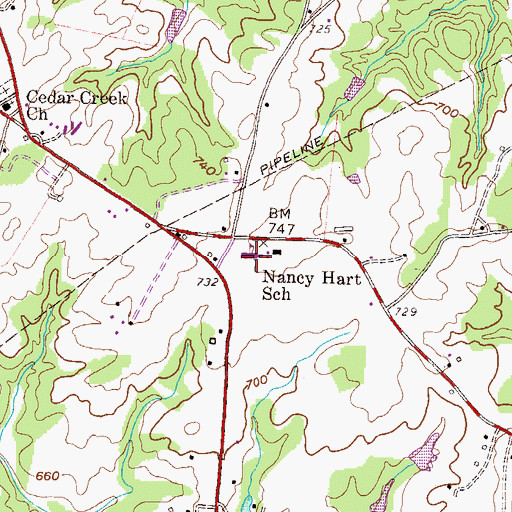 Topographic Map of Nancy Hart School, GA