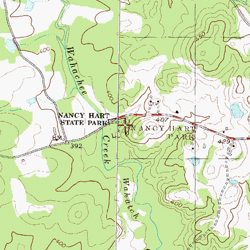 Topographic Map of Nancy Hart State Park, GA