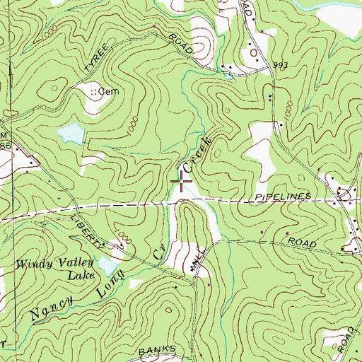 Topographic Map of Nancy Long Creek, GA