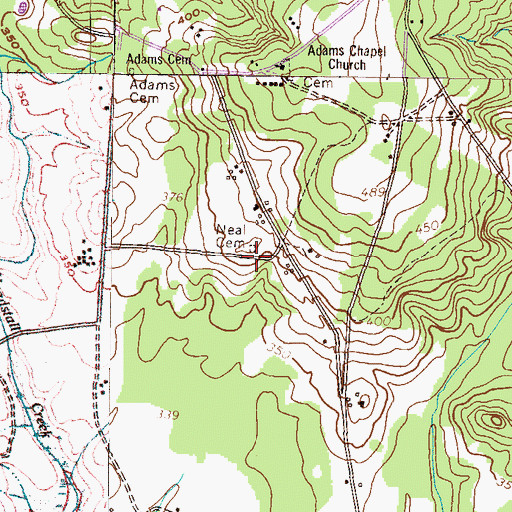 Topographic Map of Neal Cemetery, GA