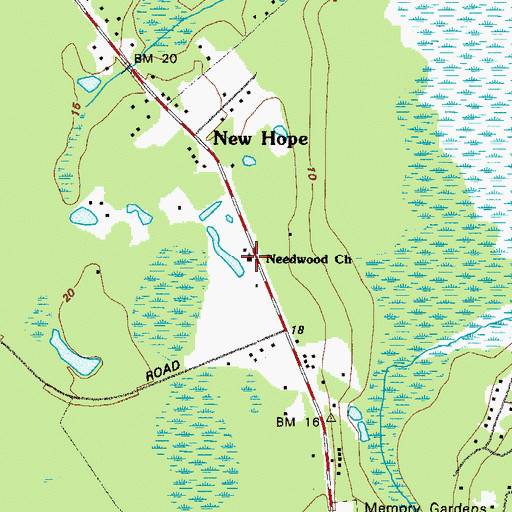 Topographic Map of Needwood Church, GA