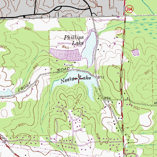 Topographic Map of Neelys Lake, GA