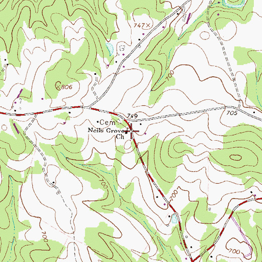 Topographic Map of Neils Grove Church, GA