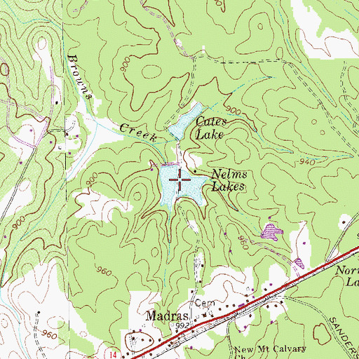 Topographic Map of Nelms Lakes, GA