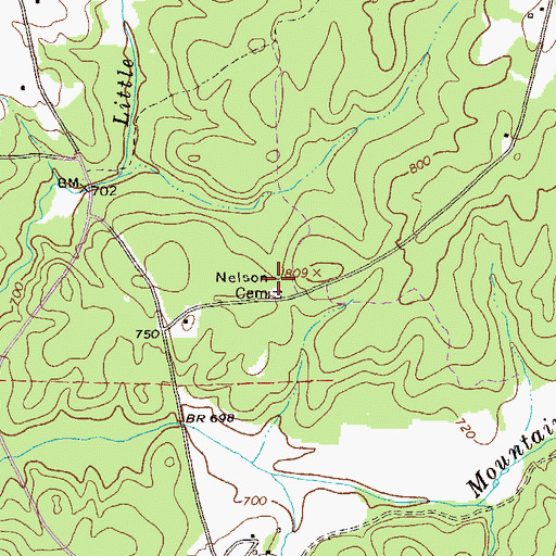Topographic Map of Nelson Cemetery, GA