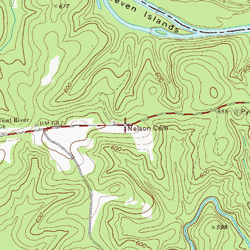 Topographic Map of Nelson Cemetery, GA