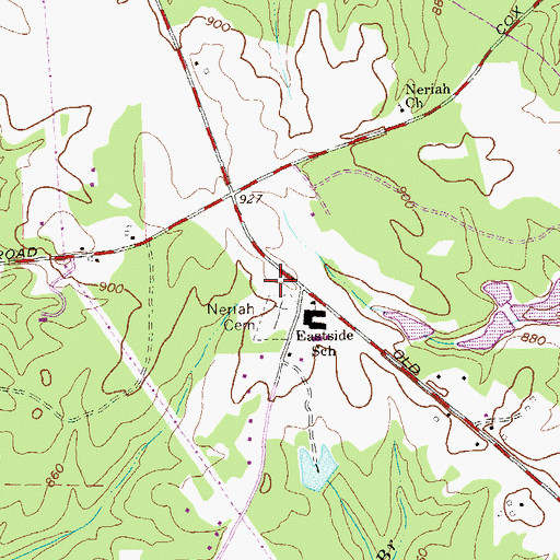 Topographic Map of Neriah Cemetery, GA