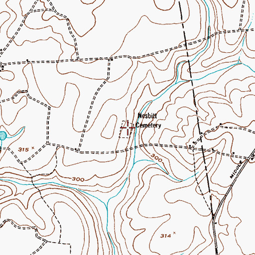 Topographic Map of Nesbitt Cemetery, GA