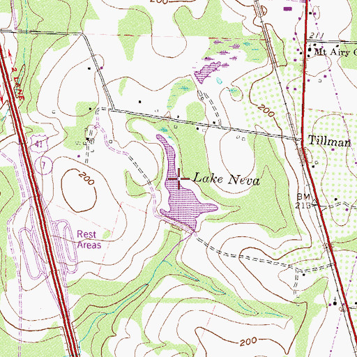 Topographic Map of Lake Neva, GA