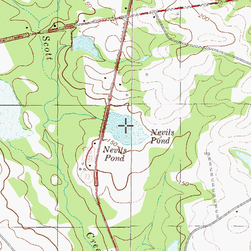 Topographic Map of Nevils Pond, GA