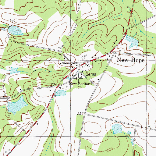 Topographic Map of New Bedford Church, GA