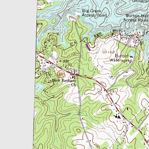 Topographic Map of New Bethany Church, GA