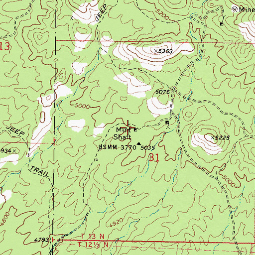 Topographic Map of Mint Shaft, AZ