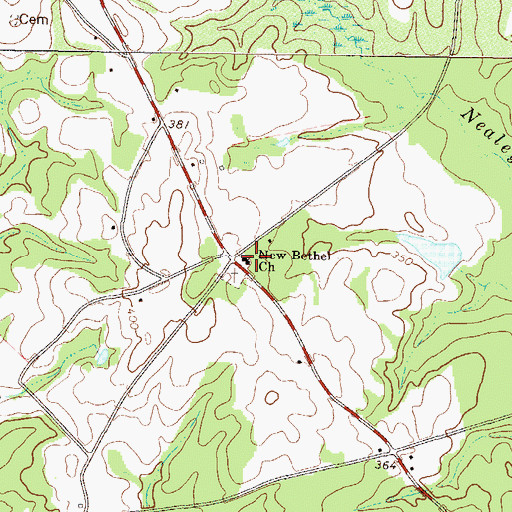 Topographic Map of New Bethel Church, GA
