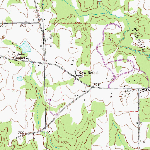 Topographic Map of New Bethel Church, GA